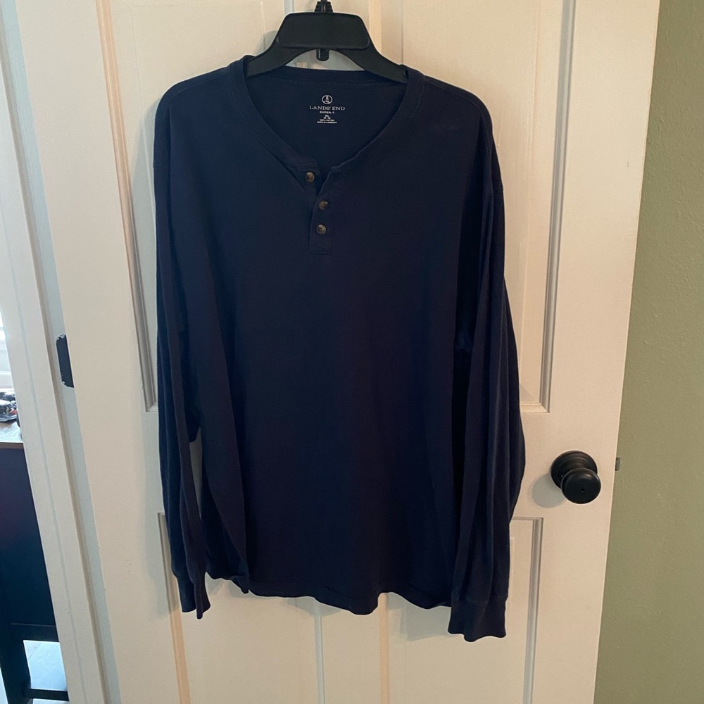 Lands' End Men's Dark Blue Long Sleeve Henley
